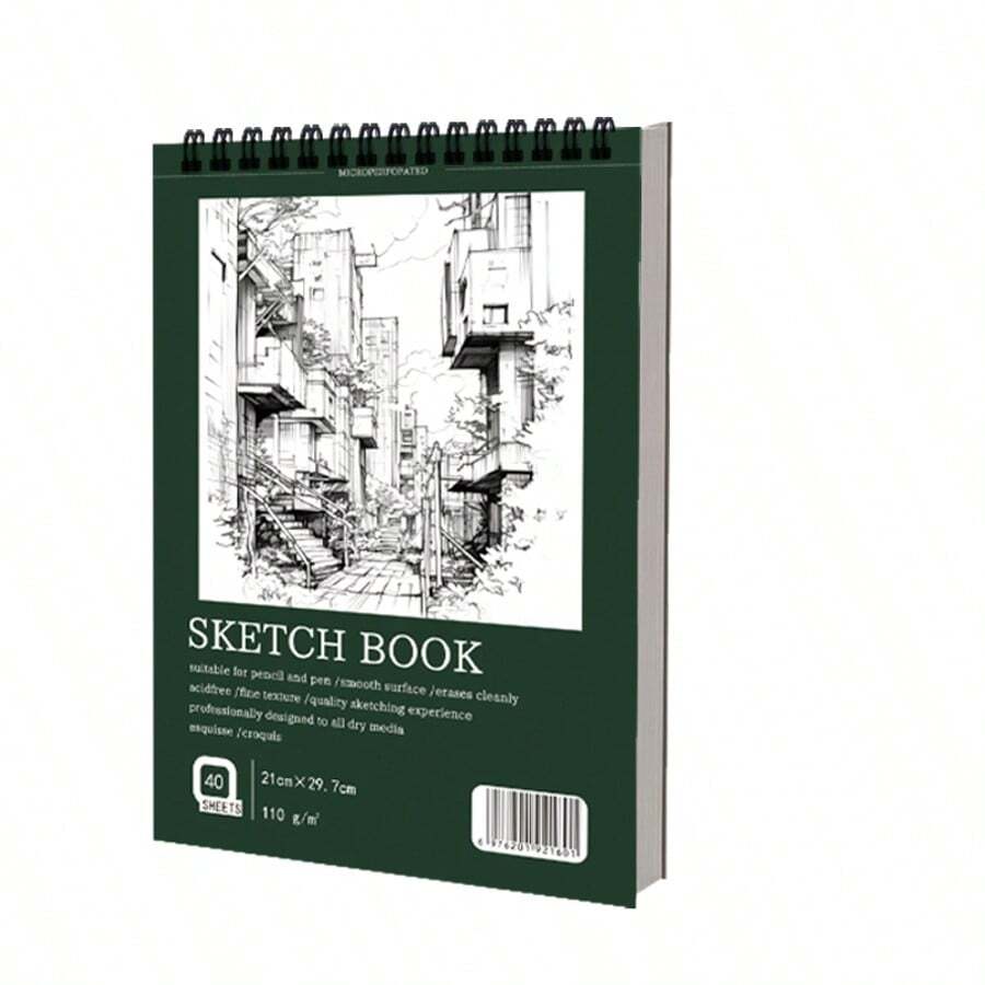 9 x 12 英寸素描本，顶部螺旋装订，1 包 40 张（68 磅/100 克/平方米），无酸艺术素描本，绘画书写纸，适合成人、初学者和艺术家使用 - 白色 - 查看 1