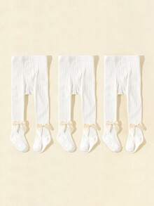 3 đôi quần legging bó sát cho bé gái, chất liệu co giãn, thích hợp cho mùa xuân và mùa thu. - Nhiều màu - Xem 2