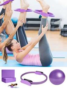 4件套普拉提工作室套装：普拉提圈、健身球和2块瑜伽砖。完美的圣诞礼物，男女皆宜，完整的健身器材。 - 彩色 - 查看 2