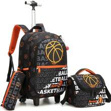 Girls' Rolling Backpack With Wheels, Suitable For Elementary School Students, Includes Lunch Box And Pencil Case, Fits Ages 6-8