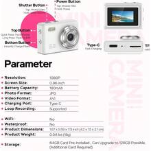 Mini Retro Camera With 1080P Video, 12MP Photos, Keychain Digital Camera, Ultra-Compact Tiny Camera With 32GB SD Card, OTG Adapter, Vintage Little Cameras For Travel, Daily Vlogging, Brown - DC23-Trắng - Xem 9