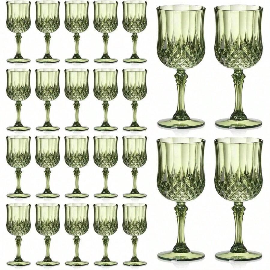 1/3/6/12/24pcs Vintage 7oz Champagne Glasses, Unbreakable Champagne Flutes For Wedding, Reusable Retro Style Champagne Cups - Green - View 1
