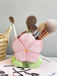 1个花卉图案化妆刷收纳架，办公笔筒，卧室桌面收纳架，房间装饰，情人节礼物 - 花朵收納 - 查看 7