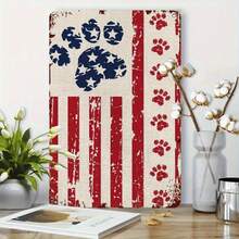 2D Flat, 1pc Metal Sign, Patriotic Dog Paws & Stars Metal Tin Sign Wall Decor - 8x12 Inch Rustic American Flag Design With Paw Prints, Durable Indoor/Outdoor Decorative Plaque For Puppy Lovers, Easter, Mother's Day & Father's Day Gifts, - 白色 - 查看 6