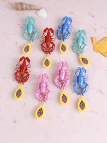 ZA 女士彩色龙虾耳环 - 水果吊坠长款耳环 | 情人节礼物 春假吸睛配饰
