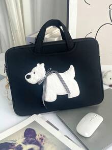 笔记本电脑保护套，带蝴蝶结小狗图案，适用于 11/12/13/14/15.6/16 英寸笔记本电脑/平板电脑，配有提手和肩带 - 彩色 - 查看 8