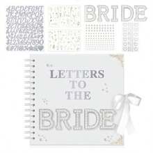 8 X 8 Inch Letters To The Bride Scrapbook Wedding Memory Book Bridal DIY Blank Paper Scrapbook Photo Album Guest Book Sign With PearlandFlower Stickers Metallic Letters Gems Bows - trắng - Xem 1