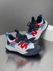 1 Pair Kids Shoes, Colorblock Design, Breathable & Comfortable, Versatile Outdoor Sports Shoes, Fashion Casual Sneakers, Unisex - Blue - View 7