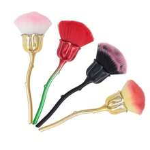 1pc Gold Flower Nail Art Brush, Rose Nail Art Brush, Nail Art Accessories Tool, Dust Cleaning Brush - Multicolor - View 6