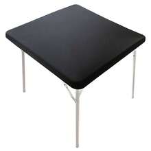 Cocktail Fitted Spandex Stretch Square Table Covers Caps Elastic Square Tablecloth Black Table Topper 34x34 Inch,34inchx34inch(Square),Black - Black - View 3