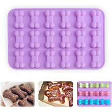 Jumbo Puppy 6 Cavity And Bone Molds, Non - Stick Silicone Dog Treats Molds, Silicone Mold Chocolate, Candy, Cube, Dog Treats Set Of 4PCS - 粉紅色,紫色,紅色 - 查看 4