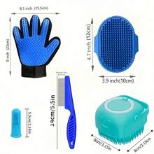 8pcs Pet Grooming & Cleaning Kit, Suitable For Cats & Dogs: Includes Deshedding Brush, Grooming Gloves, Flea Comb, Dog Bathing Brush, Pet Nail Clippers, Dog Toothbrush. Easily Remove Pet Hair, Provide Gentle Care. Essential Tools For Small, Medium And Large Pets - Multicolor - View 6