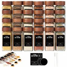 8/12/24 Pcs Glass Spice Jars With Wooden/Bamboo Lids And Labels, Transparent Glass Spice Bottles With Twist Caps, Airtight Kitchen Seasoning Storage Containers, Herb Spice Jars With Labels - Multicolor - View 11