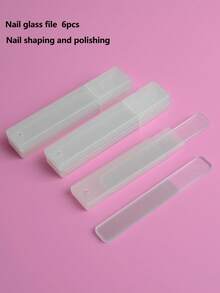 6pcs Glass Nail File Set With Storage Box, Nail Care Tools For Shaping, Buffing And Polishing Nails - Multicolor - View 1