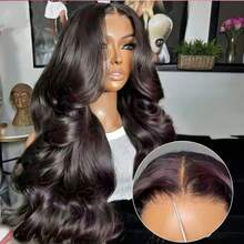 13x4高清蕾丝前假发，真人发混纺，自然波浪，200%密度，预先拔毛并带有婴儿绒毛 | 无需胶水即可佩戴，自然发际线，轻松打造美丽造型。预先拔毛，打造无痕无胶效果——一款外观自然的额头假发。 - 自然色&黑色系 - 查看 3