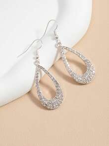 Tear Drop Crystal Earring Stud For Women 1Pair - Silver - View 2