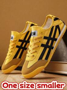 （建议选大一码，尺码偏小）（薄底，轻便舒适）！轻盈柔软，适合春夏穿着或叠穿。方便旅行或日常休闲穿着。高品质流行通勤风简约金色星星鞋，星星鞋，情侣鞋，时尚帆布网面运动鞋，休闲鞋，极简平底休闲鞋（多种颜色可选） - 黃色 - 查看 4