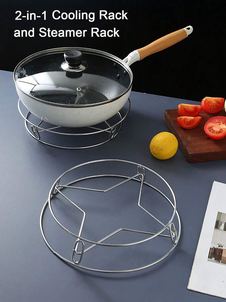 Stainless Steel Steaming Rack And Cooling Rack, Metal Wire Electric Pressure Cooker Trivet, Baking Steaming Rack, Cooking Rack - Silver - View 1