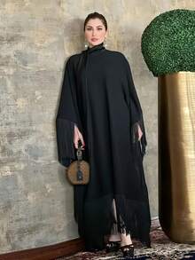 Elegant Fringe Design Loose Arabic Robe
