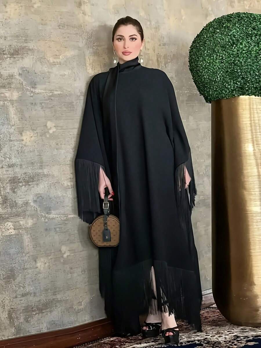 Elegant Fringe Design Loose Arabic Robe