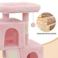 Cat Tree, 34 Inch Cat Tree Tower With 2 Cat Condo, Cat Tower With Scratching Post & Sisal-Covered Scratching Board, Cat Climbing Tower, Cat Tree For Indoor Cats - Baby Pink - View 6
