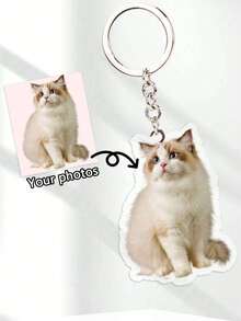 1pc Personalized Acrylic Photo Keychain, Pet Photo Keychain, Bag Charm, Customized Gift, Personalized Keychain - Multicolor - View 2