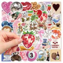 50pcs Pink Pinterest Series Stickers For Laptop, Guitar, Skateboard, Scrapbooking DIY Scrapbook Supplies Stationery