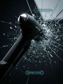 1pc Multi-Function Car Safety Hammer, Tungsten Steel Head, High Hardness, Can Easily Break Glass. Used To Break Car Window Glass And Cut Seat Belts. Hidden Cutter Can Quickly Cut Seat Belts. A Powerful Window Breaking Tool.