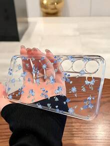 1pc Floral Pattern Soft Silicone Phone Case, Compatible With Huawei Honor, Redmi, Galaxy A04e/12/A13/A14/A34/A50/A52/A53/A54/S21/S22/S23/S24/S25/S25Ultra/S25FE/S26/S26 PLUS/S26 ULTRA/S26 EDGE, 6A/7A/8A, 12T/13T/15T/15T Pro - Clear - View 3