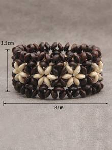 1pc Bohemian Style Beaded Elastic Bracelet, Unisex Vacation Vibe Bangle, Suitable For Parties, Halloween, Concerts, Daily Accessories