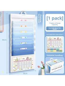 1pc Hanging File Folder, Foldable File Bag, Expandable Ombre File Pouch, Standalone Use, Suitable For School And Office