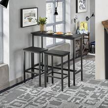 Bar Table And Chairs Set, Dining Table Set, Bar Kitchen Table With Stools Set Of 2, Steel - Black - View 3