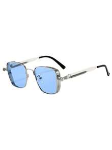 Óculos de Moda Retrô Quadrados Steampunk de Metal, Óculos de Moda Personalizados de Estilo Europeu e Americano para Homens - Multicolorido - Visão 11