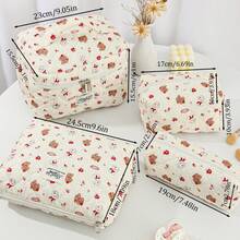 1/3 buc Geantă cosmetică de Crăciun cu fețe drăguțe de cățeluș - Geantă mare de toaletă de călătorie cu model adorabil de cățeluș, potrivită pentru femei, cadou de sărbători (Ziua Îndrăgostiților/Anul Nou), Geantă de machiaj de călătorie pentru decor de cameră - alb - Vizualizare 6