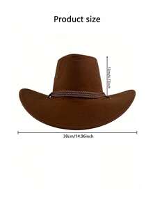 1 chiếc mũ cao bồi miền Tây cổ điển, mũ trang trí dây thừng PU mềm mại cho Halloween, thích hợp cho du lịch hàng ngày, kỳ nghỉ, lễ hội, chống nắng, trang phục ma cà rồng bí ngô mùa thu ngoài trời, lễ hội hóa trang. - Nhiều màu - Xem 7