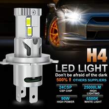 TOAUTO 2Pcs 25000LM 90W H4 Super Bright Canbus Auto Headlamp Turbo LED High Low Beam Headlight Bulb 12-CSP Chips No Error - A - View 3
