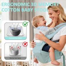 Grey/Blue/Black/Pink Baby Carrier Ergonomic Infant Carrier With Hip Seat Bag Soft Baby Carrier Newborn To Toddler 7-45lbs Front And Back Baby Holder Carrier For Men Dad Mom,Mabe Baby Carrier,Mabe Baby Carrier,Baby Carrier With Hip Seat - 多色A - 查看 9