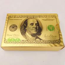 奢华金箔可水洗扑克牌，金银美元欧元网格设计，家庭聚会娱乐道具，跨境兼容套装 - 彩色 - 查看 7