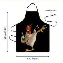 1PC Creative Rooster Pattern Apron Cartoon Character Holding Beer Bottle And Utensils Fun Animal Print Kitchen Apron Whimsical Chef Cooking Apron Home Baking Stain Resistant Apron - Multicolor - View 2
