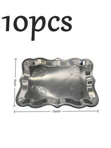 20/10/5pcs 9" X 13" Elegant Gold Rimmed Rectangular Paper Plates, Suitable For Dessert Display, Dining Table Party, Cupcake Display, Birthday Party, Wedding, Bridal Shower, Picnic, Everyday Home Use - Multicolor - View 28