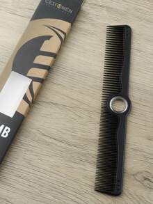 1pc Black Fine-Toothed Rotatable Hairdressing Comb, 360-Degree Swivel Salon Stylist Cutting Comb, Anti-Static High-Temperature Resistant Hair Brush, Hairstyling Gift - Black - View 4