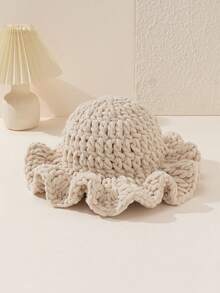 1pc Women's Fashionable Crochet Wave Brim Handmade Crochet Beanie Hat, Suitable For Autumn/Winter Daily Warmth And Outfits - Knitted Hat - View 7