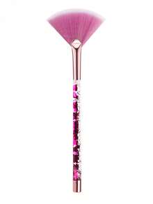 新款液态沙透明手柄化妆刷，圣诞冬季钻石水晶手柄，美妆工具套装，包含散粉刷、腮红刷、高光刷和扇形刷。这些化妆工具适合初学者，也是周年纪念日、开学季和情人节送给女朋友和女孩的最佳礼物。 - 彩色 - 查看 11