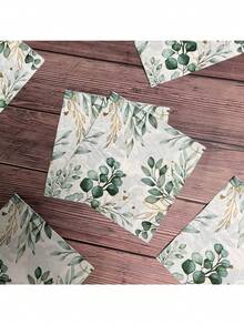 20张桉树餐巾纸，优雅简约的绿色叶子图案，适用于婚礼、情人节派对和生日聚会。 - 彩色 - 查看 5