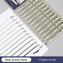 3/5/8/12pcs Drawing Black Fine Line Pen, Fine Nib Manga Marker For Artist Illustration, Sketching, Art Painting, Animation, DIY Gift Items - Black - View 1