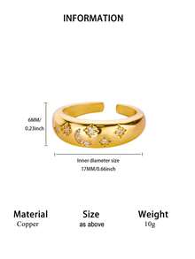 1枚星月戒指，男女通用，镀金粗链不锈钢戒指，星空主题饰品，适合婚礼情侣、闺蜜、妈妈等场合佩戴。 - 1 - 查看 8