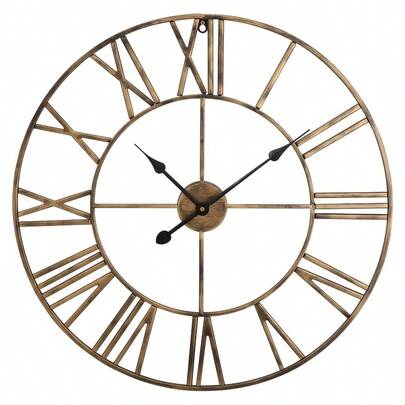Metal Wall Clock For Garden, Large Wall Clocks For Living Room, Silent Non-Ticking Roman Numerals Wall Clock For Indoor & Outdoor, Vintage Look Clock For Bedroom, And Kitchen – Large 60 Cm