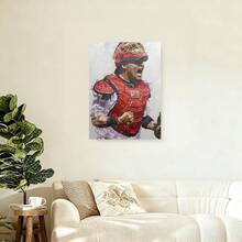 Framed 1pc, Framed, Yadier Molina Sports Poster Theme Canvas Wall Art. Suitable For Bedroom Or Office Decor. - Framed - 查看 5