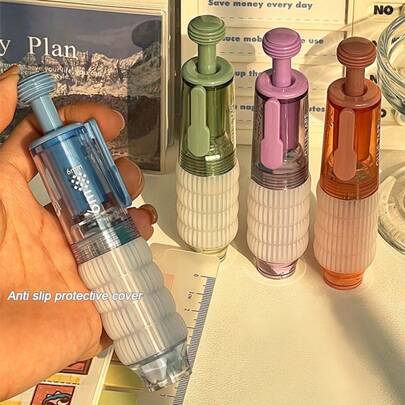 1 Pack High-Viscosity Rotary Push-Button Glue Dispenser, Double-Sided Tape For Scrapbooking Supplies, Adhesive Tape Roller For Crafts, Scrapbooking, School Office, And Logbook Items