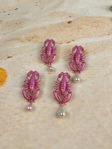 ZA 女士彩色龙虾耳环 - 水果吊坠长款耳环 | 情人节礼物 春假吸睛配饰